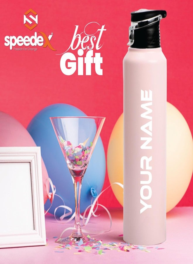Speedex Stainless Steel Custom Pink Water Bottle 1 Ltr with Sipper Cap - Leak-Proof, Lightweight, Durable | For Kids, Adults, Office, School, and Travel Use (1000 ml) - Image 2